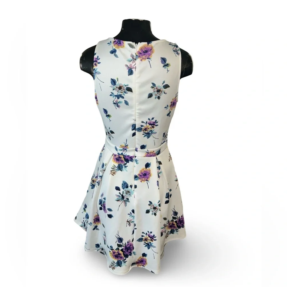 Francesca`s Romantic Floral Fit & Flare V-Neck Delicate Pleated Dress Sm… - Picture 2 of 7